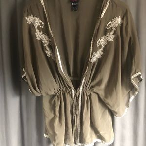 Torrid Green Sheer Embroidered Cover Up SUPER CUTE